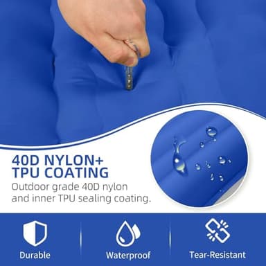 FNARMW Camping Sleeping Pad, Extra Thick 5 Inch Camping Mat with Pillow Built-in Foot Pump Inflatable Sleeping Pads Compact for Camping Backpacking Hiking Traveling Tent(Blue Grey) - Image 5