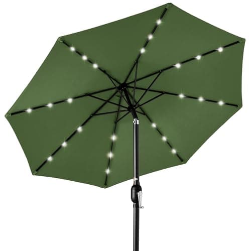 Best Choice Products 10ft Solar Polyester LED Lighted Patio Umbrella w/Tilt Adjustment and UV-Resistant Fabric - Fern - Image 1