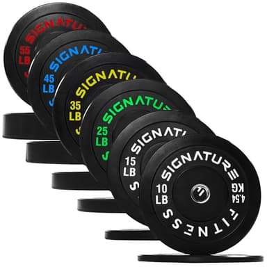 Fitvids Olympic Bumper Plates Set, 2" Weight Plates for Strength Training & Weightlifting, 370LB Complete Weight Set (10Lb to 55LB), Multiple Packages - Image 1