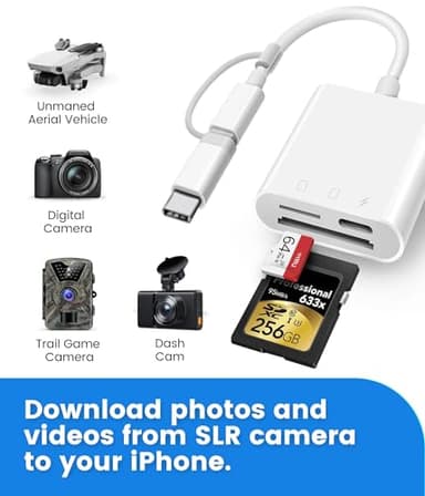 SD Card Reader for iPhone iPad, Oyuiasle Digital Trail Camera SD Card Viewer with Dual Slot for MicroSD/SD, Lightening&USBC Dual-Connector Memory Card Adapter for Photography, Plug and Play - Image 7