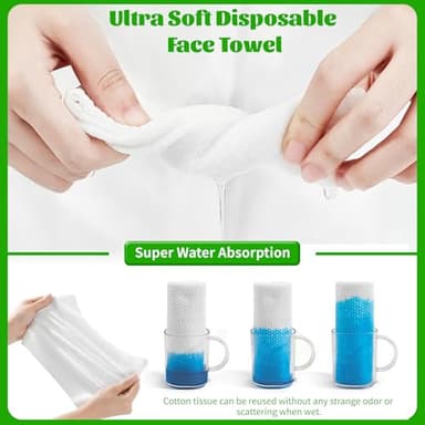 Disposable Face Towels 100 Count, Biodegradable Facial Towels for Sensitive Skin, Ultra Soft & Thick Face Cloth, Lint- free Dry Wipes for Makeup Remover, Skincare and Cleansing - Image 7