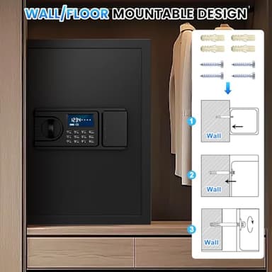 2.6 Cuft Fire Proof Safe for Home Documents, Home Safes Fireproof Waterproof, Fireproof Safe Box with LCD Digital Keypad, Alarm System, Hidden Code, Safety Box For Money Medicine Jewelry - Image 5