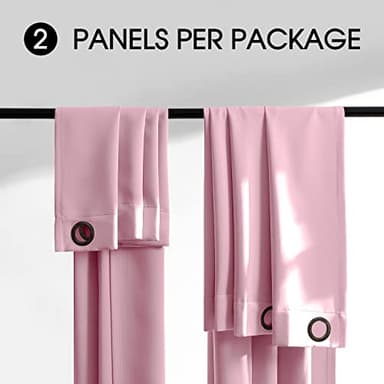 Rutterllow 100% Blackout Curtains, 84 Inches Long Full Blackout Drapes for Bedroom/Kids Room, Thermal Insulated Living Room Window Treatment Drapes (Set of 2 Panels, Pink, 52 x 84 inch) - Image 5