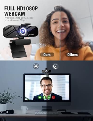 GOZVRPU 1080P HD Webcam with Built-in Microphone, Rotatable Tripod, Wide-Angle Lens,Privacy Cover, Auto Light Correction, Plug & Play USB-A Webcam for Laptop, Desktop, PC, Streaming-Black - Image 6