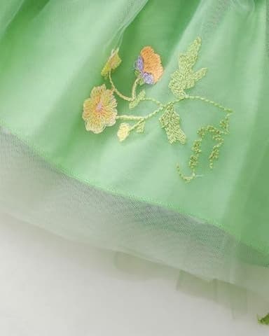 Renotemy Infant Baby Girl Tulle Tutu Dress Green Embroidery Sleeveless Boho Fairy Baptism Princess Wedding Birthday Party Dresses for Baby Girls with Flower Headband 6-12 Months - Image 6