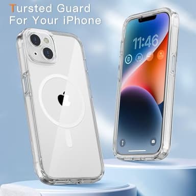 COOLQO Magnetic for iPhone 14/iPhone 13 Case with Screen Protectors, Compatible with MagSafe, Military Grade Drop Protection, Dual Layer Design Heavy Duty Protective Shockproof Phone Case, Clear - Image 5