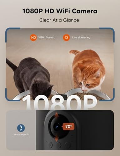 WOPET Automatic Cat Feeder with Camera for Two Cats, 6L Automatic Dog Feeder with HD Video and Night Vision, 5G/2.4G WiFi Pet Feeder for Cats & Dogs, SD Card Storage & 2-Way Audio - Image 2