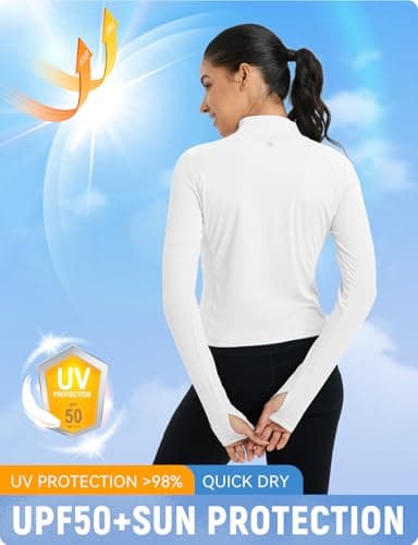 baleaf Women's SPF Sun Shirts UV Protection UPF 50+ Full Zip Jacket Lightweight Quick Dry Long Sleeve Clothing Ultra White S - Image 2