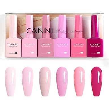 CANNI 9ml Hema-Free Gel Nail Polish Set- 6Pcs Light Pink Nail Gel Manicure Kit, Soak Off LED Polish DIY at Home Salon Gifts for Women Girls - Image 9