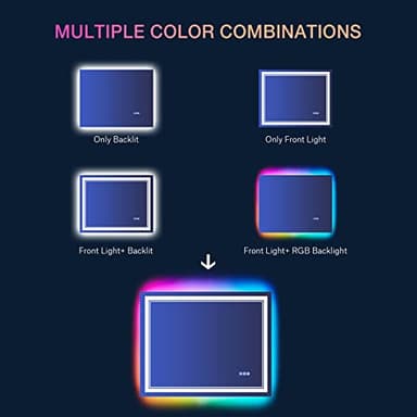 ISTRIPMF 36x36 inch Lighted Bathroom Mirror for Wall,Front Lighted and RGB Backlit LED Bathroom Mirror with Lights,Tempered Glass/Dimmable/Anti-Fog/Square Mirror - Image 4