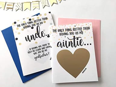 Will You Be My Godmother and Godfather Scratch Off Card Set of 2, Proposal Cards for Auntie and Uncle fron Niece Nephew (Auntie and Uncle Set) - Image 2