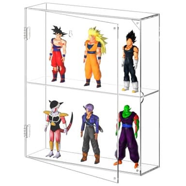 AITEE Acrylic Display Case, Clear Display Case for Funko Pop Figures, 2 Layer Wall Mounted or Desktop Dustproof Display Cabinet Shelf for Collectibles,Mini Toys,Rock, Amiibo - Image 1