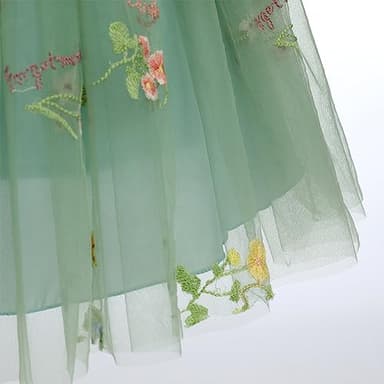 Fairy Dress Toddler, Party Dress for Baby Girl Boho Lace Hippie Flower Puffy Wedding Birthday Dance Evening Gown for Kids Baptism Photography Summer Halter Floral Clothes Sage Green 3-4T - Image 6