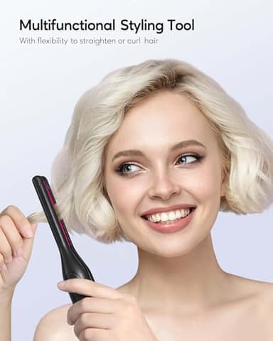 Wavytalk Small Flat Iron for Short Hair/Pixie Cut/Bangs/Edges, 3/10" Pencil Flat Iron, Mini Hair Straightener with Anti-Pinch Design, Dual Voltage, Hot Pink - Image 5