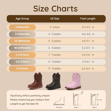 Blikcon Toddler Cowboy Boots for Boys Girls Baby Infant Cowgirl Boots Round Toe All Seasons 6-36 Months (Infant/Toddler) - Image 7