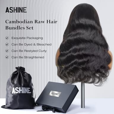 ASHINE Human Hair Bundles Body Wave Straight, Unprocessed Cambodian Raw Hair Bundles for Women Natural Black 18 20 22 Inch, Keep Soft and Silky After Multiple Washes - Image 7