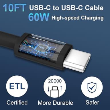 Fast Charger for 15 16 17 Pro Max, 10FT Long USB C to C Charging Cable Cord & 20W Dual Port USB C Fast Charger Block for Phone 17 16 15 Pro Max/17 16 15/15 Plus,Pad Pro 12.9"/11", Android Phone - Image 5