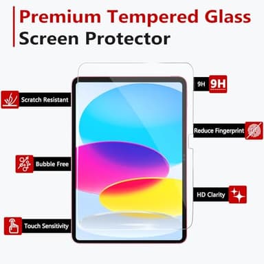 bersem Screen Protector Compatible with iPad A16 11th/10th Generation (11/10.9 Inch, 2025/2022), Tempered Glass, Ultra Clear, Anti-Scratch, Case Friendly, EZ Kit, 1 Pack - Image 3
