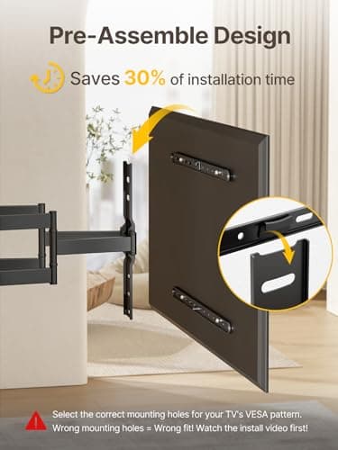 monTEK Ultra Slim TV Wall Mount for 43-90 Inch TVs | 1.1" Thin Low Profile Full Motion Bracket | Dual Swivel Articulating Arms with Tilt | Max VESA 600x400mm | Holds 132lbs | Fits 16"/18" Studs - Image 5