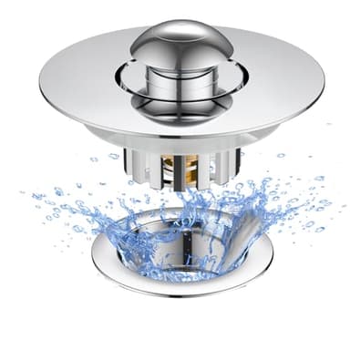 Bathtub Drain Stopper, 3-in-1 Pop-Up Bath Tub Stopper Plug with Hair Catcher, Innovative Separate Design for Easy Clean & Install, Universal for 1.42"-1.97" Hole, Heavy Duty All Brass - Image 1