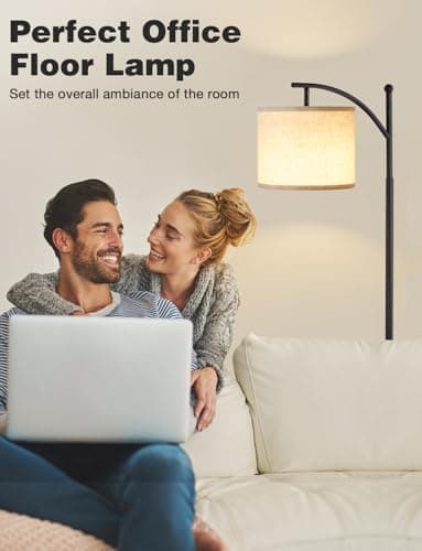 Ambimall 60" Floor Lamps for Living Room with 3 Color Temperatures, Standing Lamp Tall with Adjustable Linen Shade, Tall Lamps for Living Room Bedroom Office Classroom Dorm Room(9W Bulb Included) - Image 6