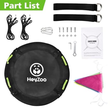 HeyZoo Tree Swing, 60 inch Larger Saucer Swing for Whole Family, 900lbs Weight Capacity, with Adjustable Hanging Straps, for Outdoor Backyard, Gifts for Kids, Black - Image 6