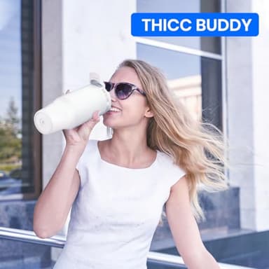 Frost Buddy Thicc Buddy - 40 oz Stainless Steel Vacuum Insulated Tumbler with Lid and Straw for Water - Travel Mug Cupholder Friendly - Gifts for Women Men Him Her (Aquamarine) - Image 9