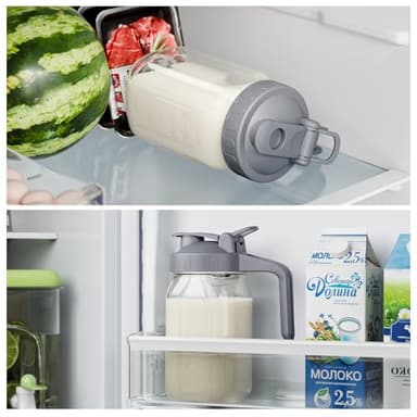 JunVpic Breast Milk Pitcher Jug - 32 oz Glass Mason Jar Airtight Pitcher with Pour Spout Handle for Breastmilk, Iced Tea, Ice Drinks Storage Container - Image 5