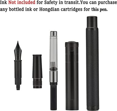 Matte Black Forest Fountain Pen Extra Fine Nib Classic Design with Converter and Metal Pen Box Set by Asvine - Image 3