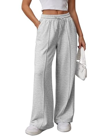 ATHMILE Womens Sweat Pants High Waisted Baggy Pants Drawstring Athletic Jogger Sweatpants for Girls Teen Grey - Image 1
