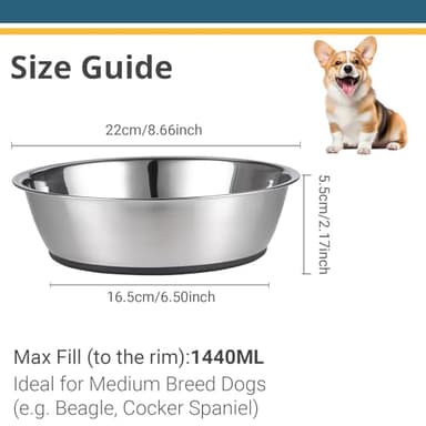 PEGGY11 Lightweight Stainless Steel Dog Bowls - 6 Cup, 2 Pack - Image 2