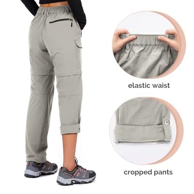 Cycorld Women's-Hiking-Pants-Convertible Quick-Dry-Stretch-Lightweight Zip-Off Outdoor Pants with 5 Deep Pockets (Cloud Grey, XX-Large) - Image 4