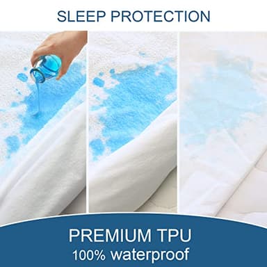 Queen Mattress Protector Waterproof Cover Absorbent Fitted Sheet up - 18'' Deep Pocket Mattress Cover Queen Size Bed Sheets, Terry Machine Wash Protection Mattress Protector - Image 4