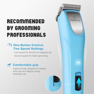 FuzzyFix Professional Dog Clippers for Grooming - 2 Speed Pet Grooming Kit for Thick Curly Matted Coats - Low Noise Heavy Duty Cordless Hair Trimmer with Detachable Metal Blade for Animal/Pet/Horse - Image 6