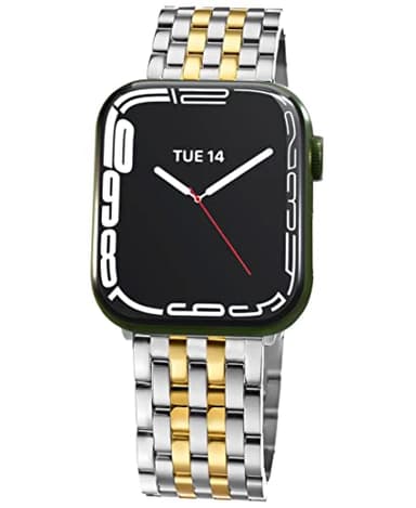 Seven-link Watch Bands for Apple Watch 10,Se,9,8,7,6,5,4,3,2,1 for Women, Dressy Stainless Steel Metal Band for Apple Watch 40mm 41mm 42mm 38mm for iWatch, Two-Tone Silver/Gold - Image 1