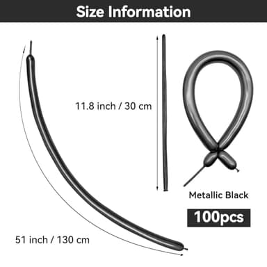 ZBYDNG Metallic Black Long Balloons Premium 260 Twisting Animals Magic Balloons for Birthday Kids Wedding Party Supply 100pcs - Image 2