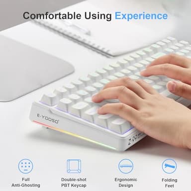 HUO JI E-Yooso Creamy Mechanical Keyboard Wired, Hot Swappable, Pre-lubed Linear Switches, Gasket Structure with Sound Dampening Foam, RGB Backlit, 99 Keys Custom Gaming Keyboard for PC/Mac,White - Image 5