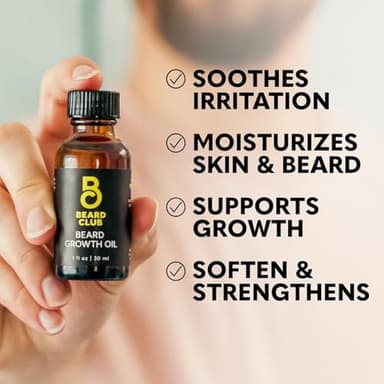 The Beard Club Enhanced Beard Growth Kit - Derma Roller, Beard Growth Oil (2PK), Sandalwood Beard Balm, Comb - Gift Set - Image 5