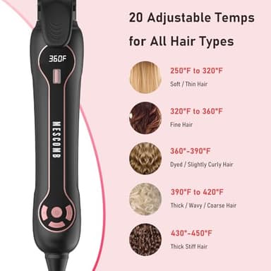 MESCOMB Rotating Curling Iron 1 Inch - Automatic Hair Curler Dual Voltage for All Hair Type, Fast & Effortless Auto Curling Wand with Fast Heating LCD Display 250°F-450°F for Lasting Beach Waves - Image 3