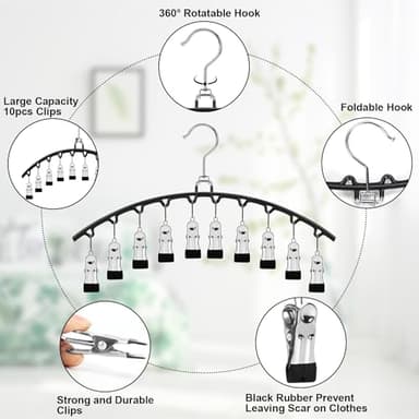 POZEAN 6 Pack Legging Organizer Hangers with Clips, Holds 60 Yoga Pants, Metal Sock Hangers, Space-Saving for Closet Organization and Storage - Image 3