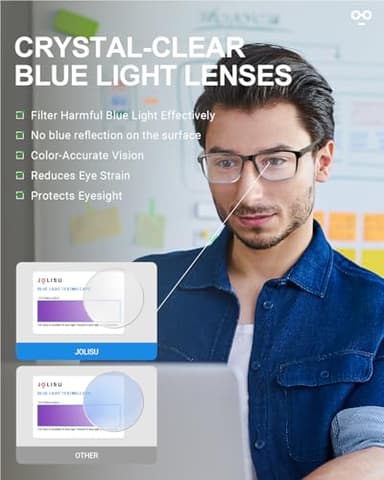 JOLISU 4 Pack Reading Glasses for Men Blue Light Blocking with Spring Hinge, Anti Eyestrain/UV Large Wide Square Readers for Men +1.50 - Image 6