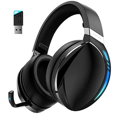 KOFIRE UG-06 Wireless Gaming Headset, 2.4GHz Bluetooth Gaming Headphones with Noise Cancelling Microphone for PS5, PS4, PC, Switch, Mac, RGB Light, Blackwhite - Image 1