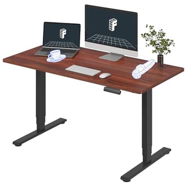 FLEXISPOT E6 Essential 3 Stages Dual Motor Electric Standing Desk 55x28 Inch Whole-Piece Board Height Adjustable Electric Sit Stand Desk(Black Frame + Mahogany Desktop, 2 Packages) - Image 1