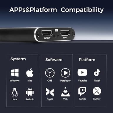 4K HDMI Capture Card for Streaming & Gaming, USB 3.0 Audio Video Capture Device 1080P 60FPS, Low Latency, HDMI Loop Out, Capture Card for PS5, Xbox, Nintendo Switch, PC, Mac, OBS - MSP231 - Image 6
