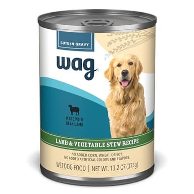 Amazon Brand - Wag Wet Dog Food Stew, Lamb & Vegetable Cuts in Gravy, Made with Natural Ingredients, 13.2 Ounce Cans (Pack of 12) - Image 1