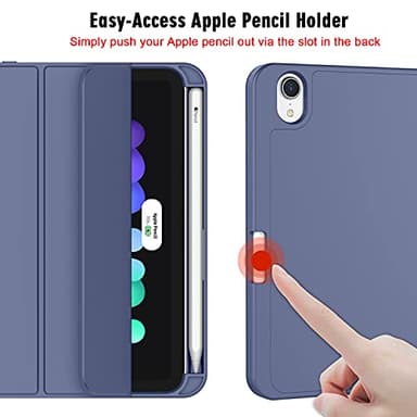 ZryXal for iPad Mini 7 Case A17 Pro 2024/iPad Mini 6 Case 2021 8.3 Inch with Pencil Holder, iPad Mini 7th/6th Generation Case with Soft TPU Back and Auto Sleep/Wake, Lavender - Image 5