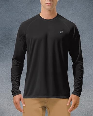 Roadbox Mens UPF 50+ UV Sun Protection Shirts Outdoor Long Sleeve SPF Diving Rash Guard for Fishing Hiking Swimming Black - Image 5