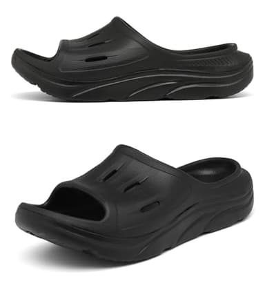 ARCHSUPPORT Unisex Adult Recovery Slides, Women and Men’s Plantar Fasciitis Thick Cushion Sandals with Arch Support, Orthotic Athletic Comfortable Slippers for Indoor Outdoor black - Image 1