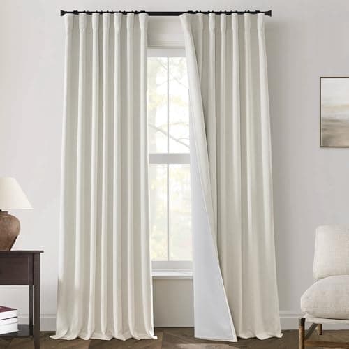 PANELSBURG Extra Long Floor to Ceiling French Country Curtains by Size 108 Inches Long 2 Panels Cream Neutral Girls Privacy Curtains for Bedroom Pleated Curtain with Hooks - Image 1
