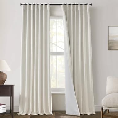 PANELSBURG Extra Long Floor to Ceiling French Country Curtains by Size 108 Inches Long 2 Panels Cream Neutral Girls Privacy Curtains for Bedroom Pleated Curtain with Hooks - Image 1